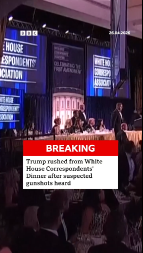 ဝါရှင်တန်ညစာစားပွဲတွင် သေနတ်သံများထွက်ပေါ်၊ သမ္မတထရမ့်အား လုံခြုံရေးအဖွဲ့ အရေးပေါ်ကယ်ထုတ်ခဲ့ရ