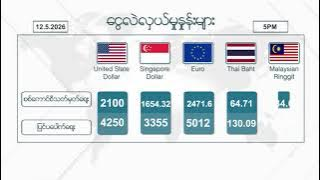 မေလ ၁၂ ရက်နေ့ ၊ ညနေ ၅ နာရီထိ နောက်ဆုံးရ စျေးနှုန်းများ